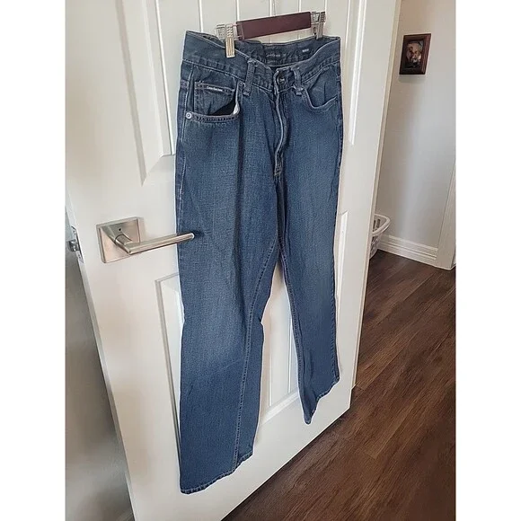 Calvin Klein Mens Jeans 32 X 39 Blue Denim Cotton 5-Pocket Zip Fly Bootcut Jeans - Picture 4 of 13